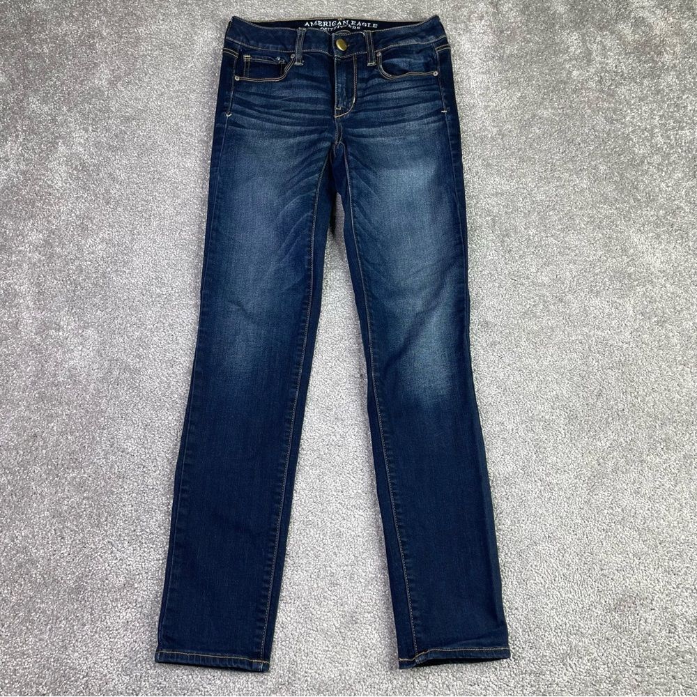 American Eagle Jeans Women's 2 Blue Skinny Low Rise Dark Denim Stretch